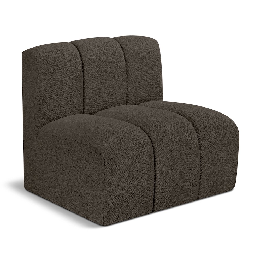 Arc Brown Boucle Fabric Straight Chair. Picture 1