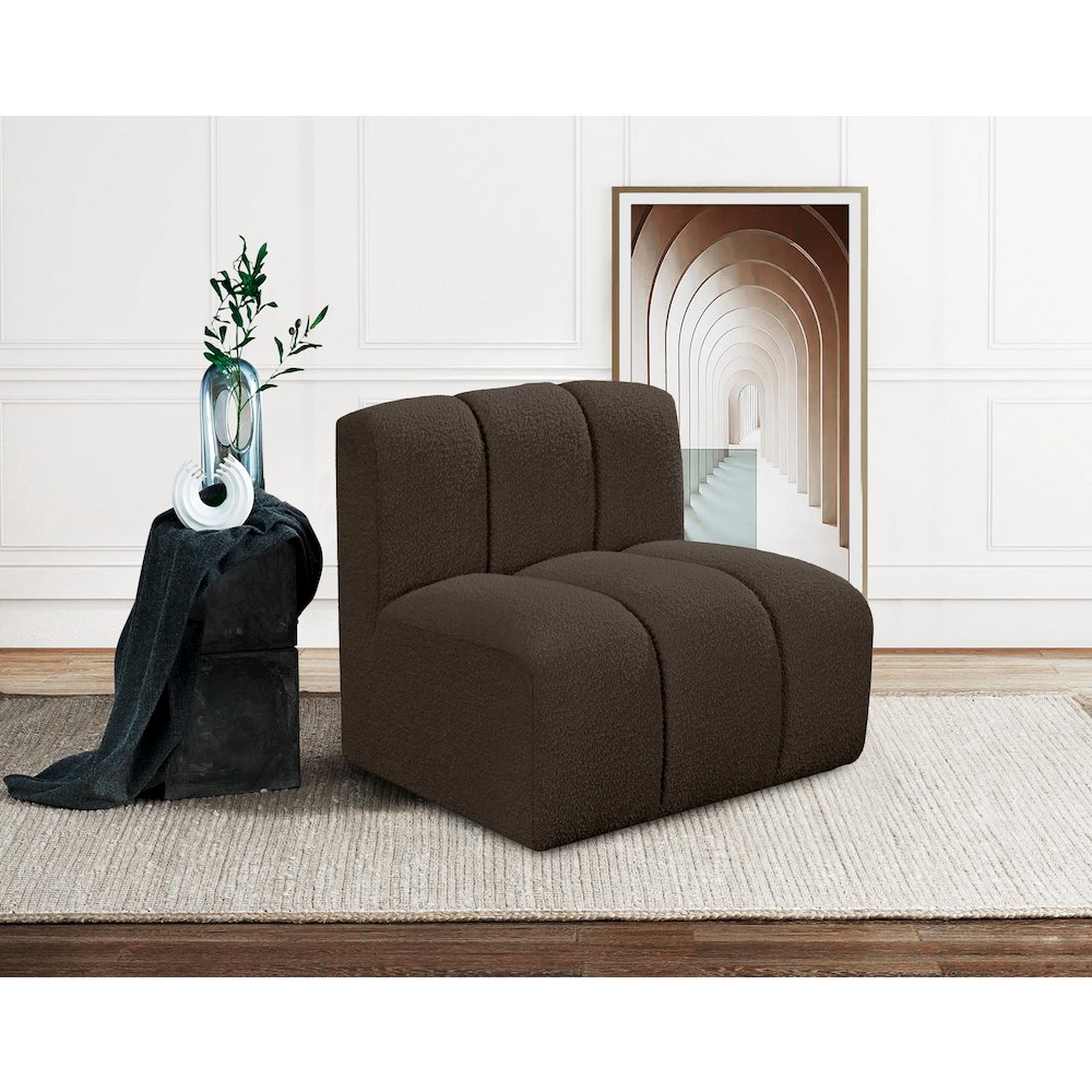 Arc Brown Boucle Fabric Straight Chair. Picture 2
