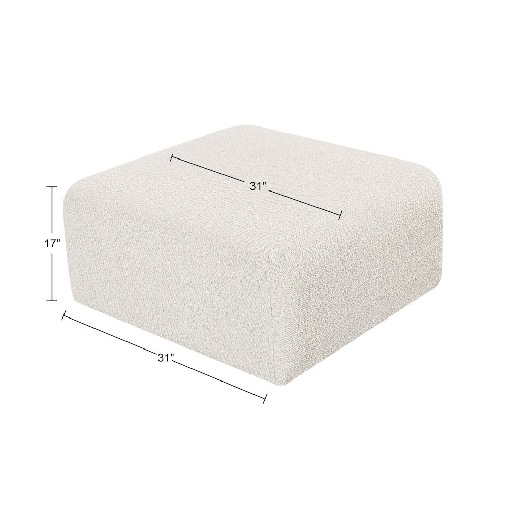 Arc Cream Boucle Fabric Ottoman. Picture 6