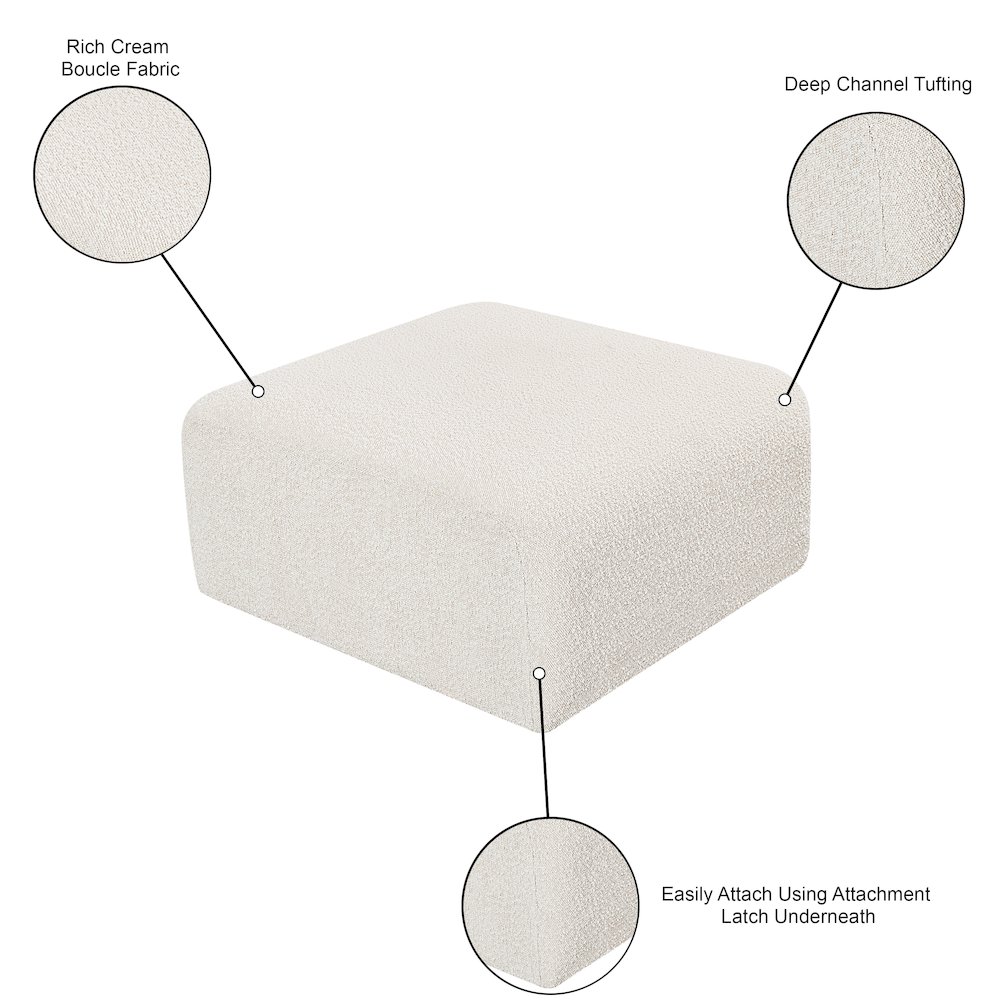Arc Cream Boucle Fabric Ottoman. Picture 7