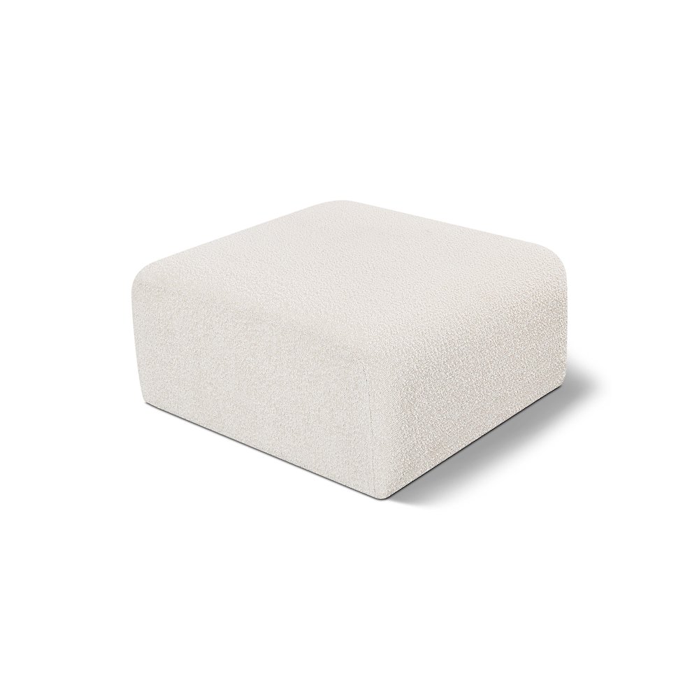 Arc Cream Boucle Fabric Ottoman. Picture 1