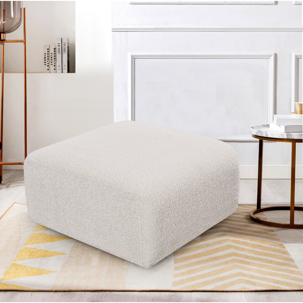 Arc Cream Boucle Fabric Ottoman. Picture 2