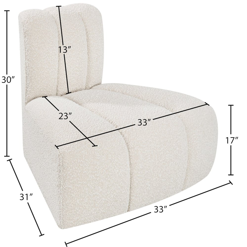 Arc Cream Boucle Fabric Reverse Corner. Picture 8