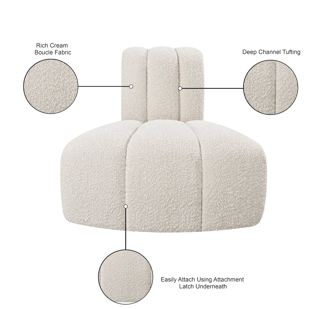 Arc Cream Boucle Fabric Reverse Corner. Picture 9