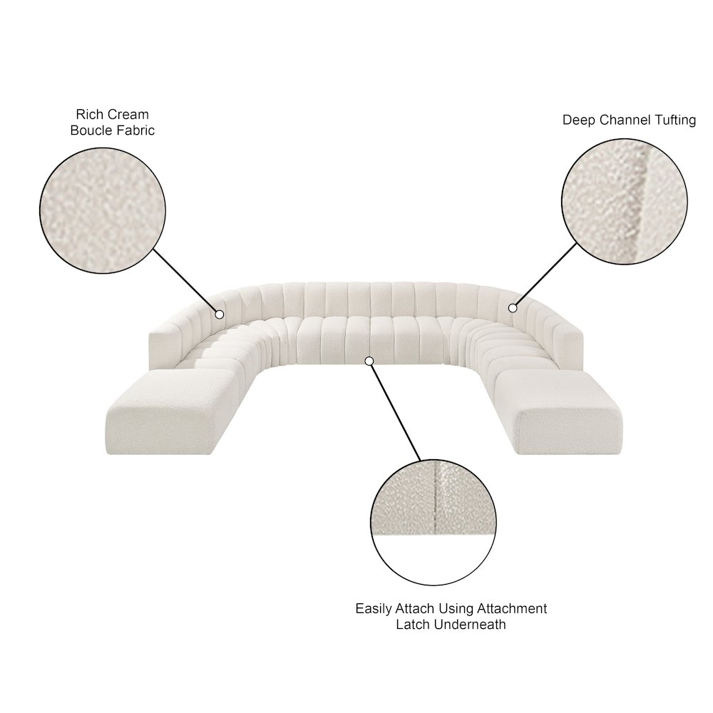 Arc Cream Boucle Fabric Modular Sofa. Picture 11