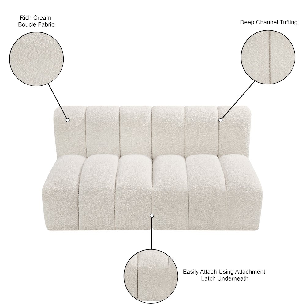 Arc Cream Boucle Fabric Modular Sofa. Picture 9