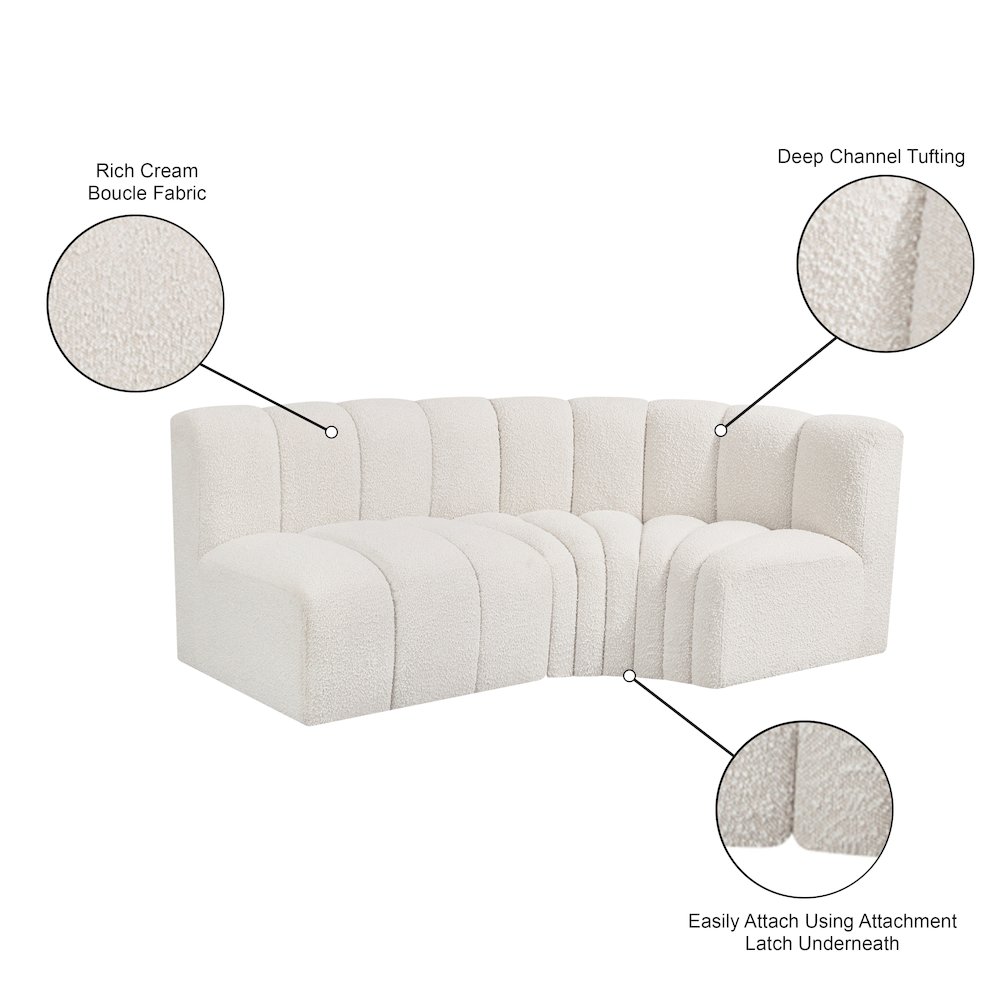 Arc Cream Boucle Fabric Modular Sofa. Picture 8