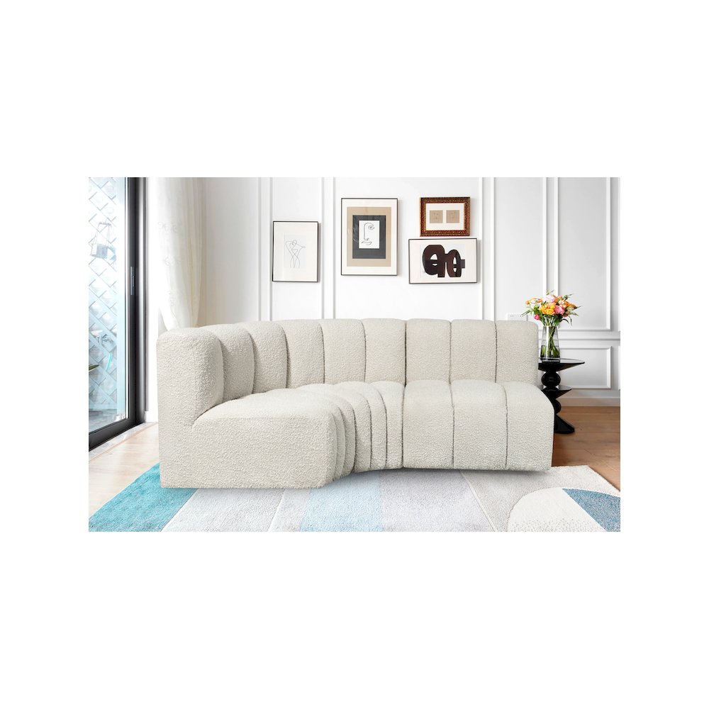 Arc Cream Boucle Fabric Modular Sofa. Picture 2
