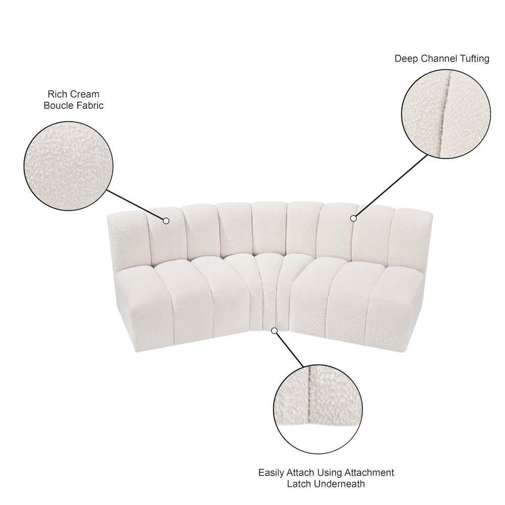 Arc Cream Boucle Fabric Modular Sofa. Picture 8