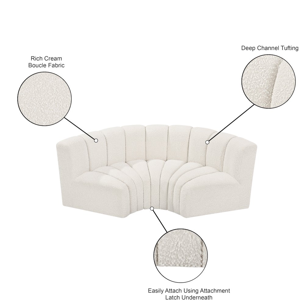 Arc Cream Boucle Fabric Modular Sofa. Picture 9