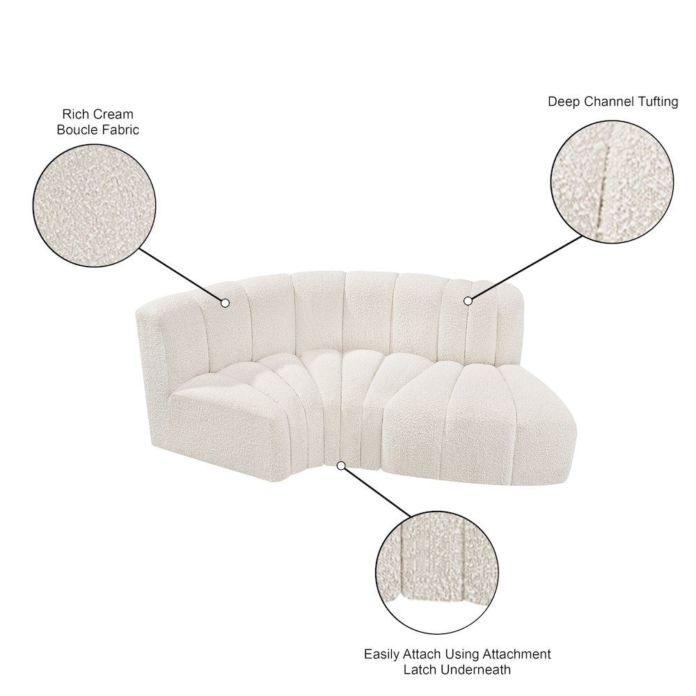 Arc Cream Boucle Fabric Modular Sofa. Picture 8