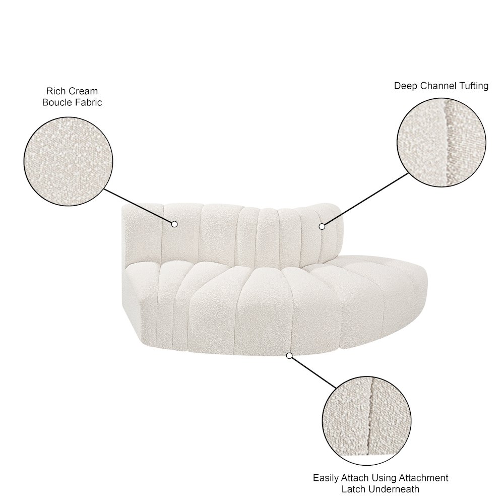 Arc Cream Boucle Fabric Modular Sofa. Picture 7