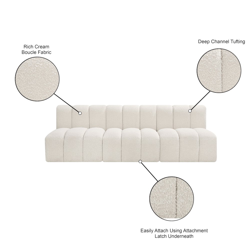 Arc Cream Boucle Fabric Modular Sofa. Picture 9
