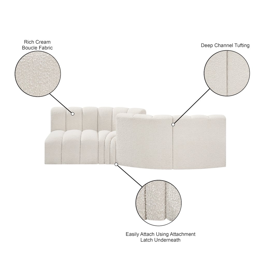 Arc Cream Boucle Fabric Modular Sofa. Picture 8