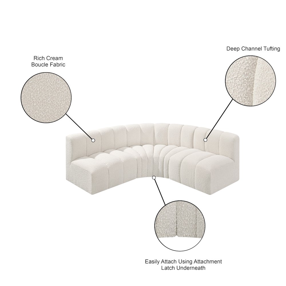 Arc Cream Boucle Fabric Modular Sofa. Picture 9