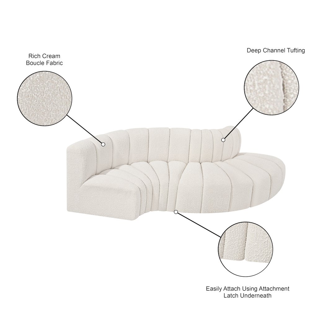 Arc Cream Boucle Fabric Modular Sofa. Picture 7