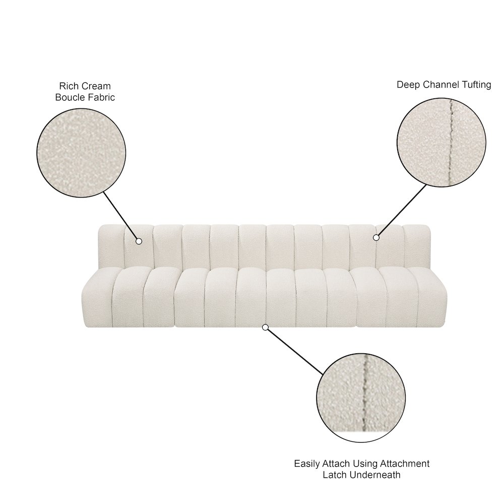 Arc Cream Boucle Fabric Modular Sofa. Picture 9