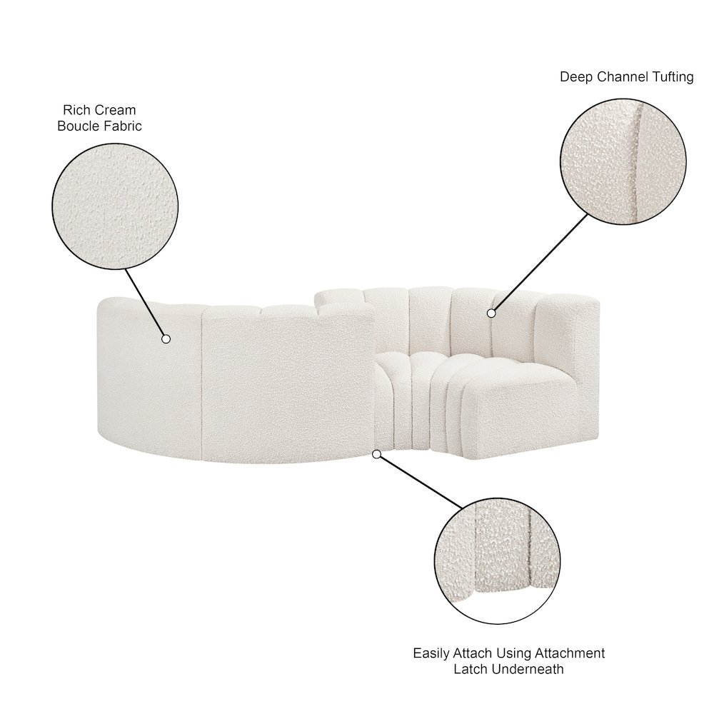 Arc Cream Boucle Fabric Modular Sofa. Picture 9