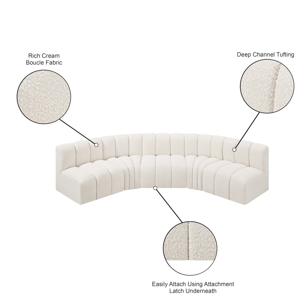 Arc Cream Boucle Fabric Modular Sofa. Picture 9