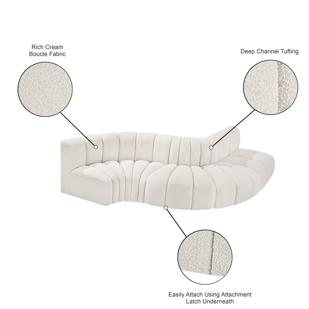 Arc Cream Boucle Fabric Modular Sofa. Picture 7