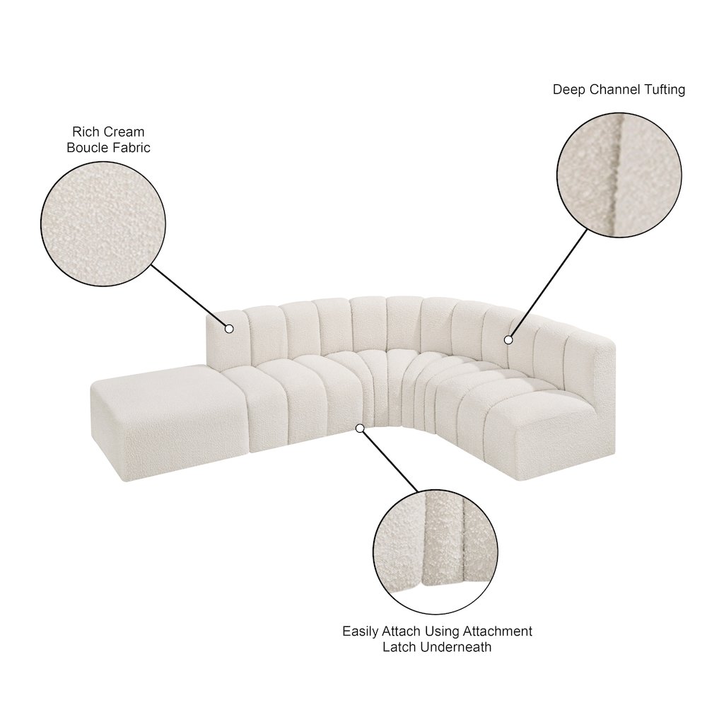 Arc Cream Boucle Fabric Modular Sofa. Picture 8
