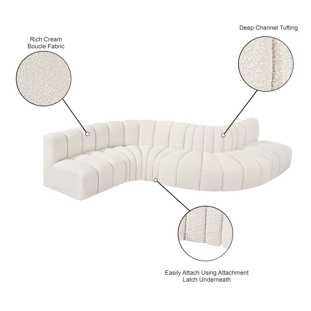 Arc Cream Boucle Fabric Modular Sofa. Picture 8