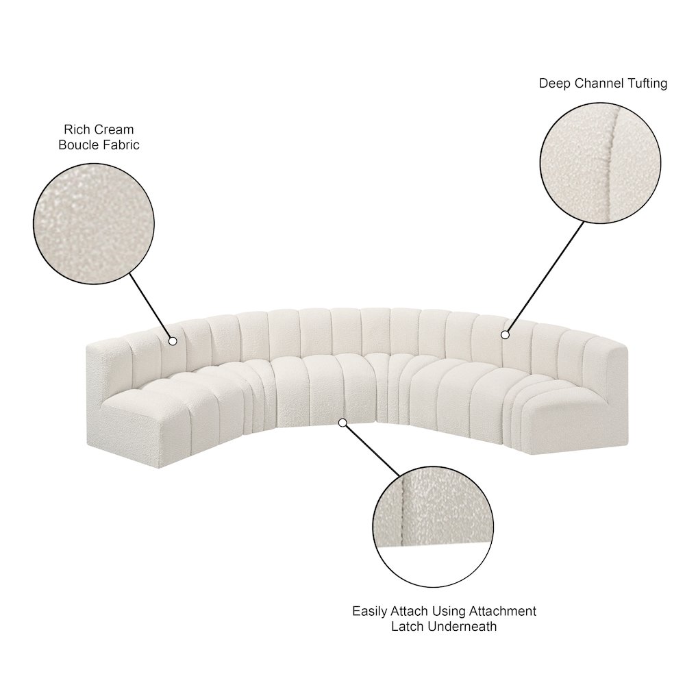 Arc Cream Boucle Fabric Modular Sofa. Picture 9