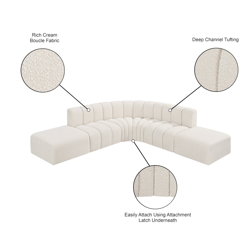 Arc Cream Boucle Fabric Modular Sofa. Picture 8