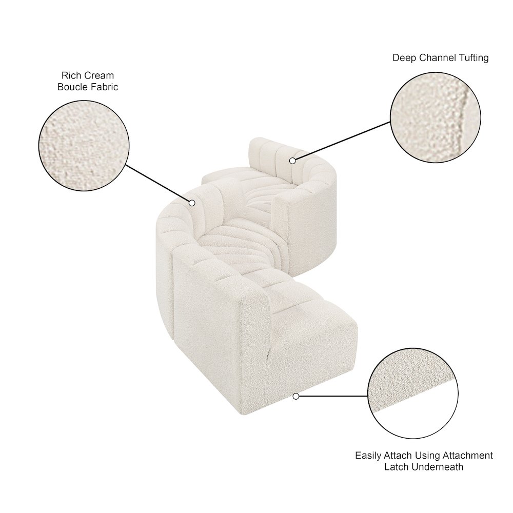 Arc Cream Boucle Fabric Modular Sofa. Picture 6