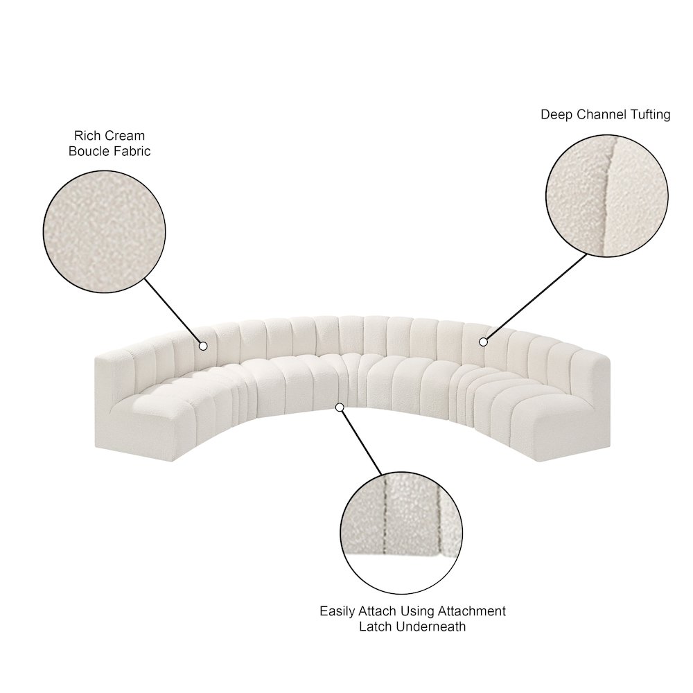 Arc Cream Boucle Fabric Modular Sofa. Picture 10
