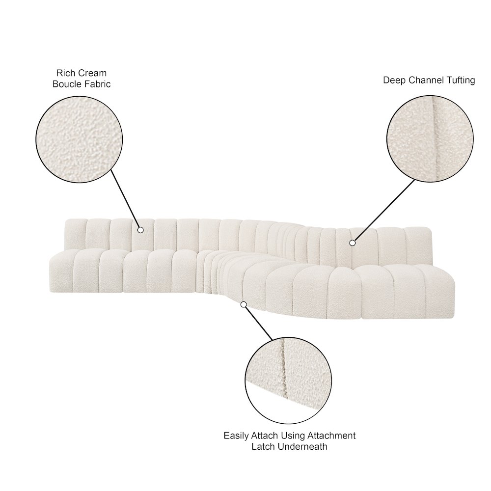 Arc Cream Boucle Fabric Modular Sofa. Picture 12