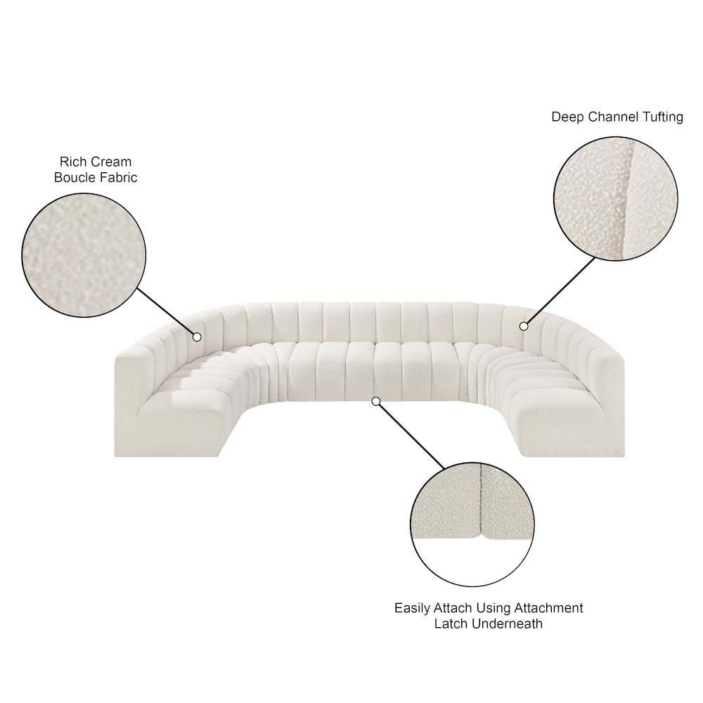 Arc Cream Boucle Fabric Modular Sofa. Picture 11