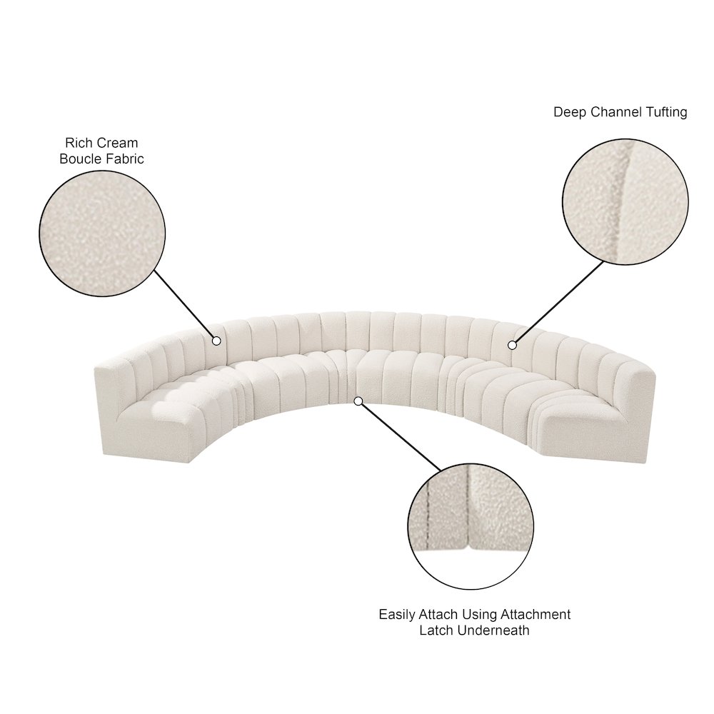 Arc Cream Boucle Fabric Modular Sofa. Picture 10