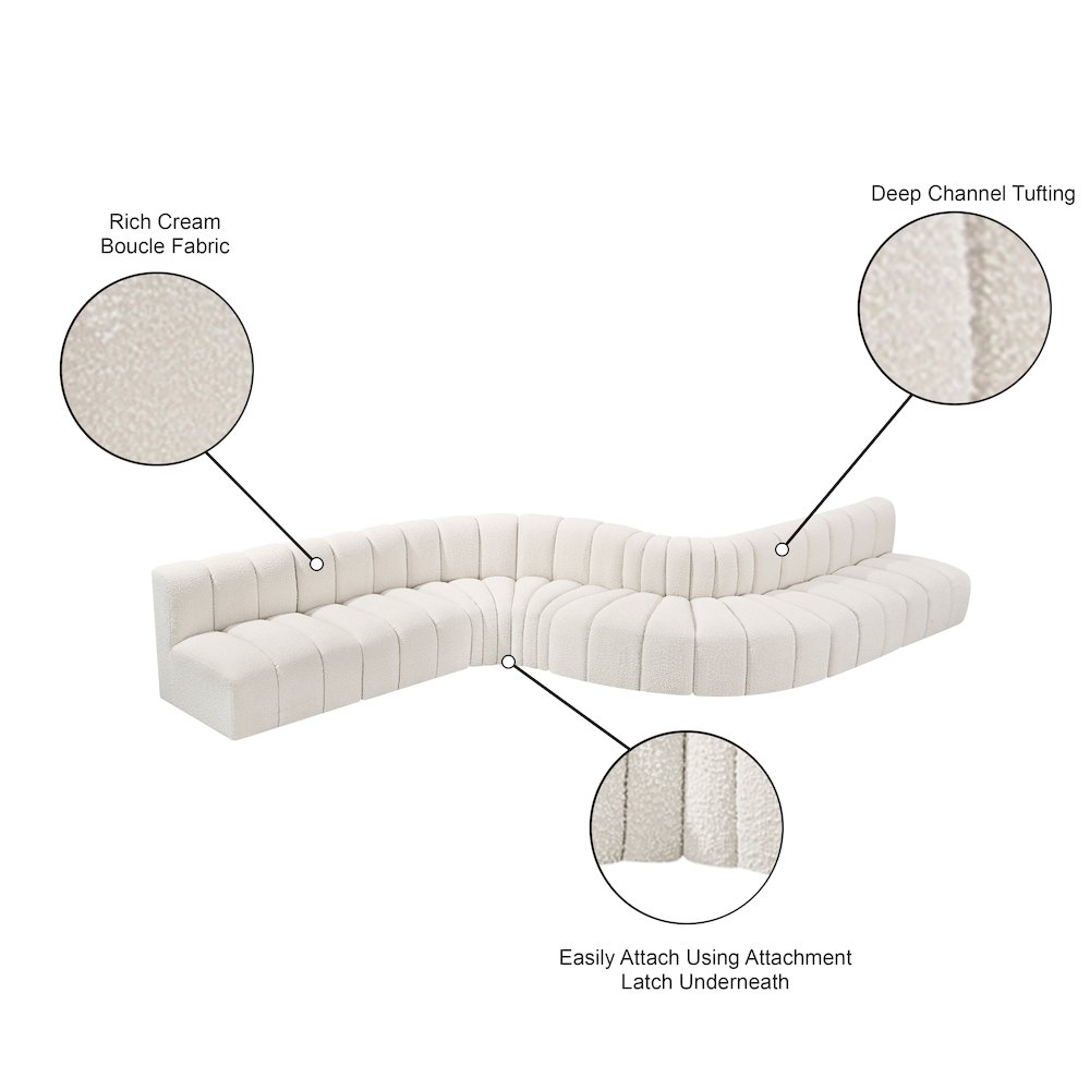 Arc Cream Boucle Fabric Modular Sofa. Picture 11