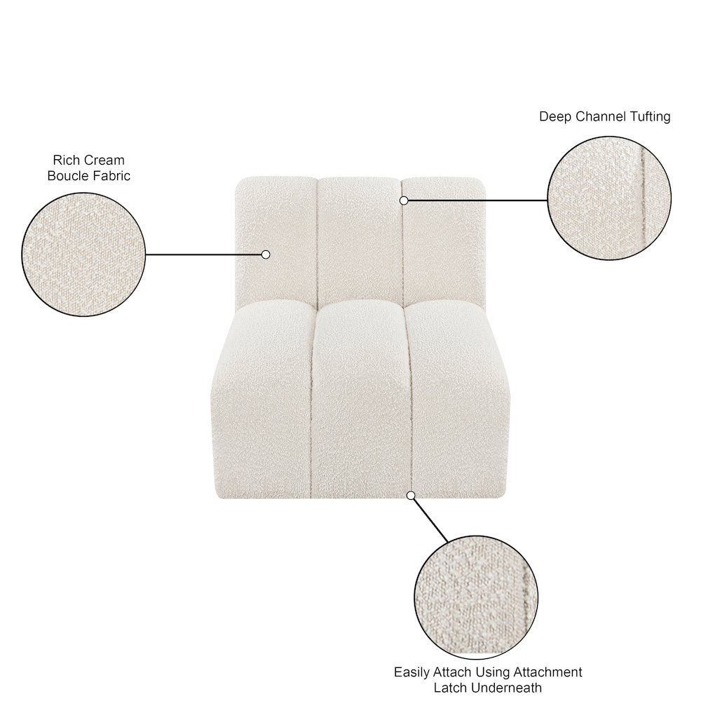 Arc Cream Boucle Fabric Straight Chair. Picture 8