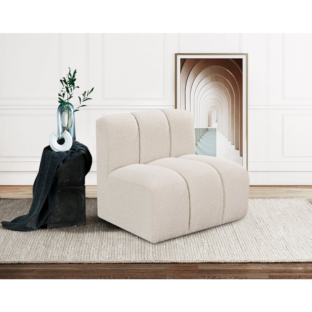 Arc Cream Boucle Fabric Straight Chair. Picture 2