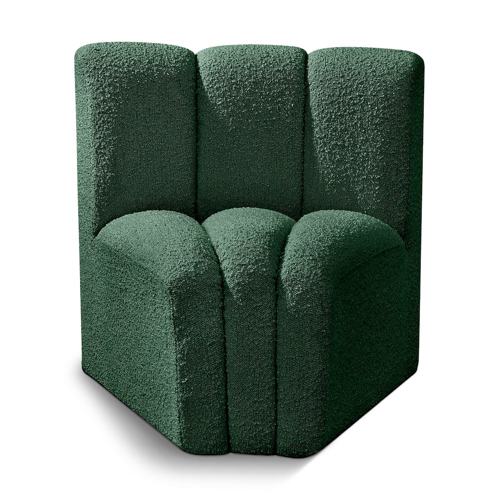Arc Green Boucle Fabric Curved Corner. Picture 1