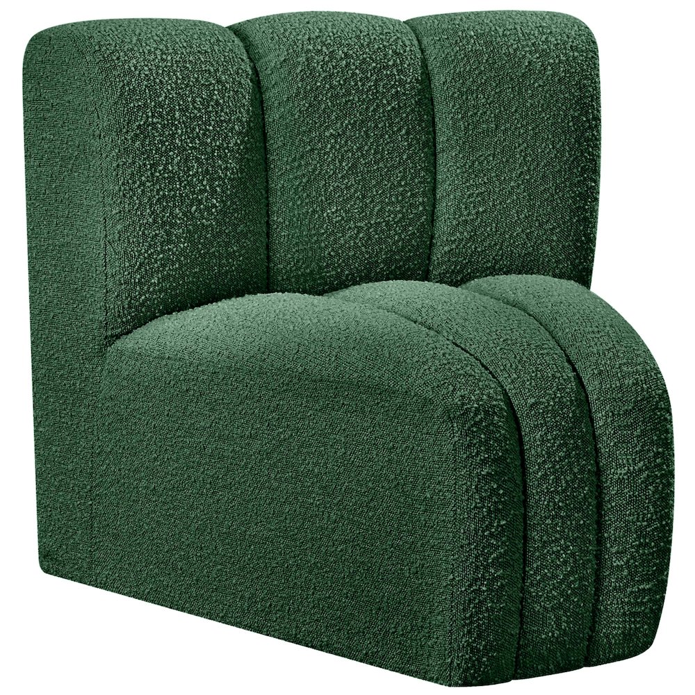 Arc Green Boucle Fabric Curved Corner. Picture 5
