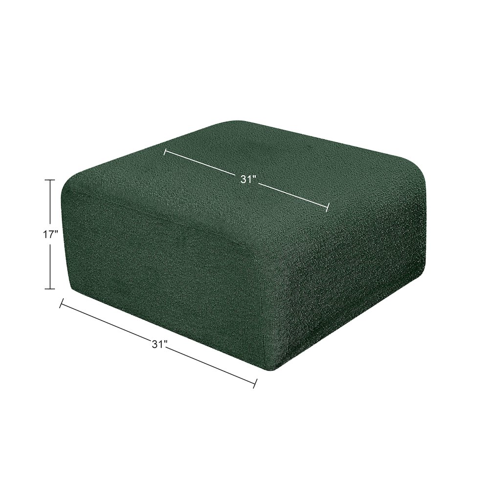 Arc Green Boucle Fabric Ottoman. Picture 6