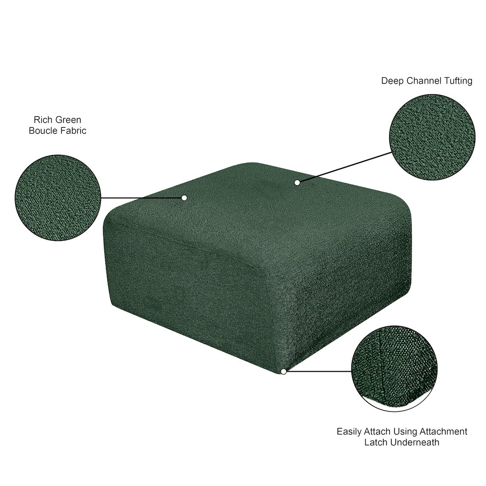 Arc Green Boucle Fabric Ottoman. Picture 7