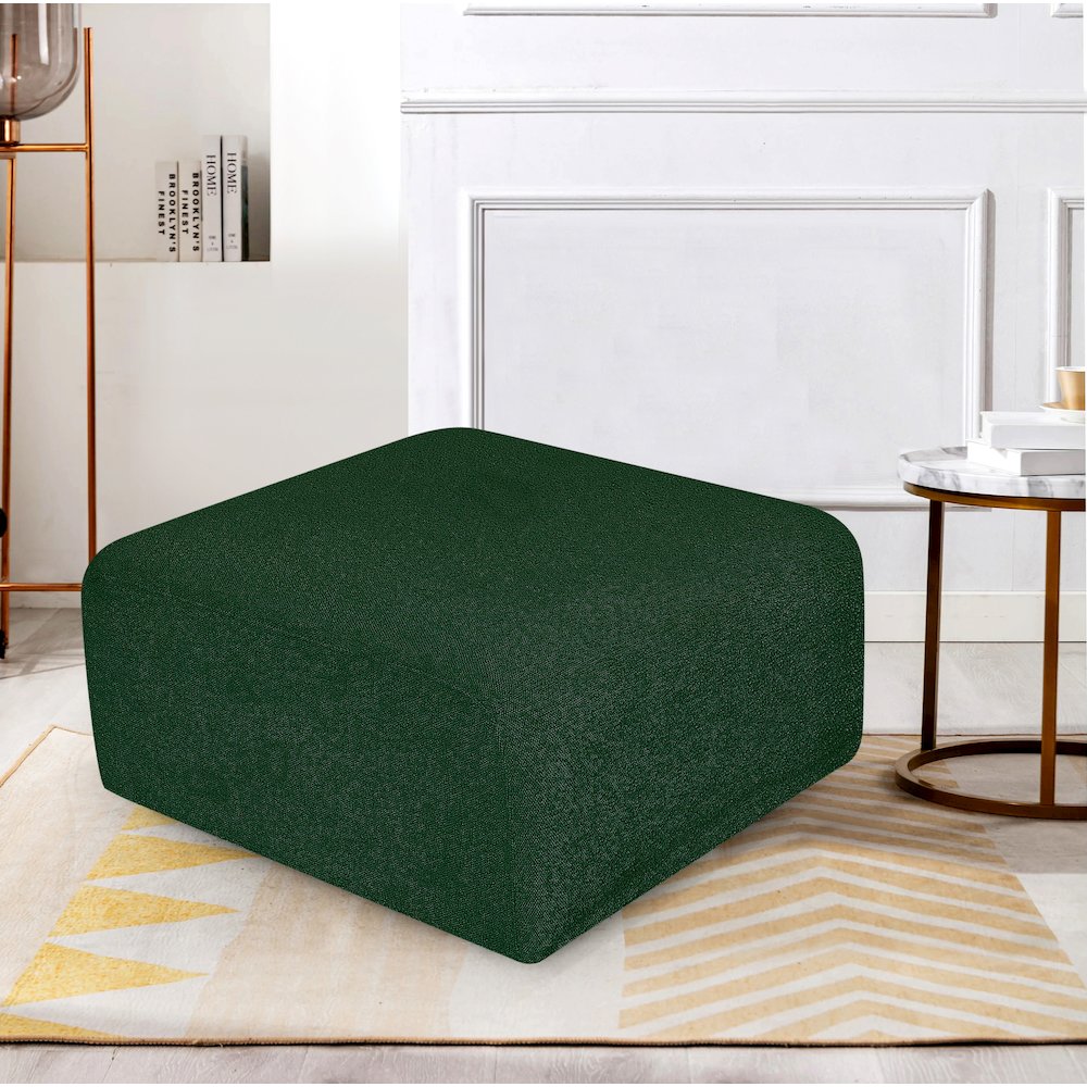 Arc Green Boucle Fabric Ottoman. Picture 2