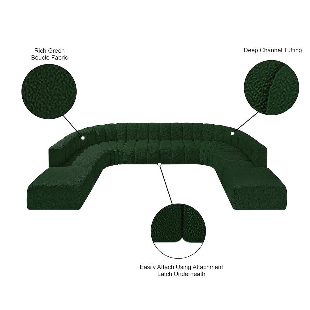 Arc Green Boucle Fabric Modular Sofa. Picture 11