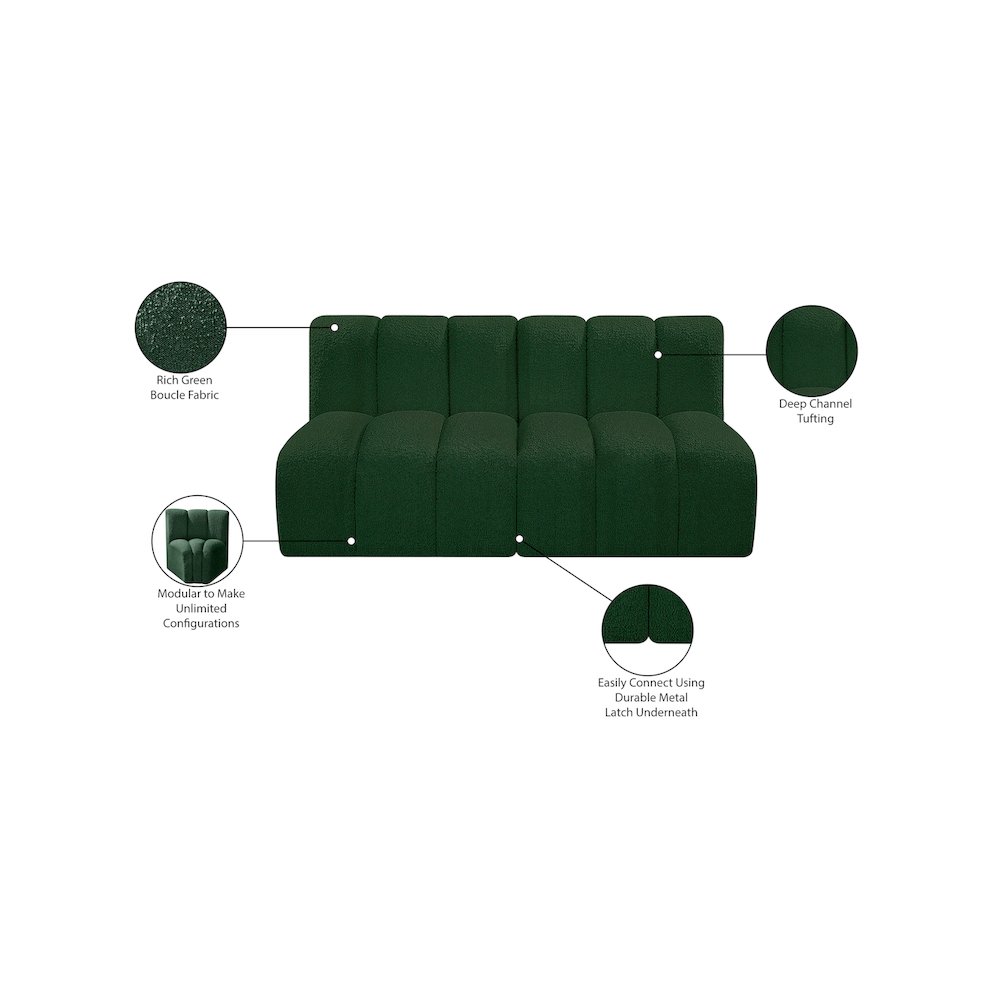 Arc Green Boucle Fabric Modular Sofa. Picture 9
