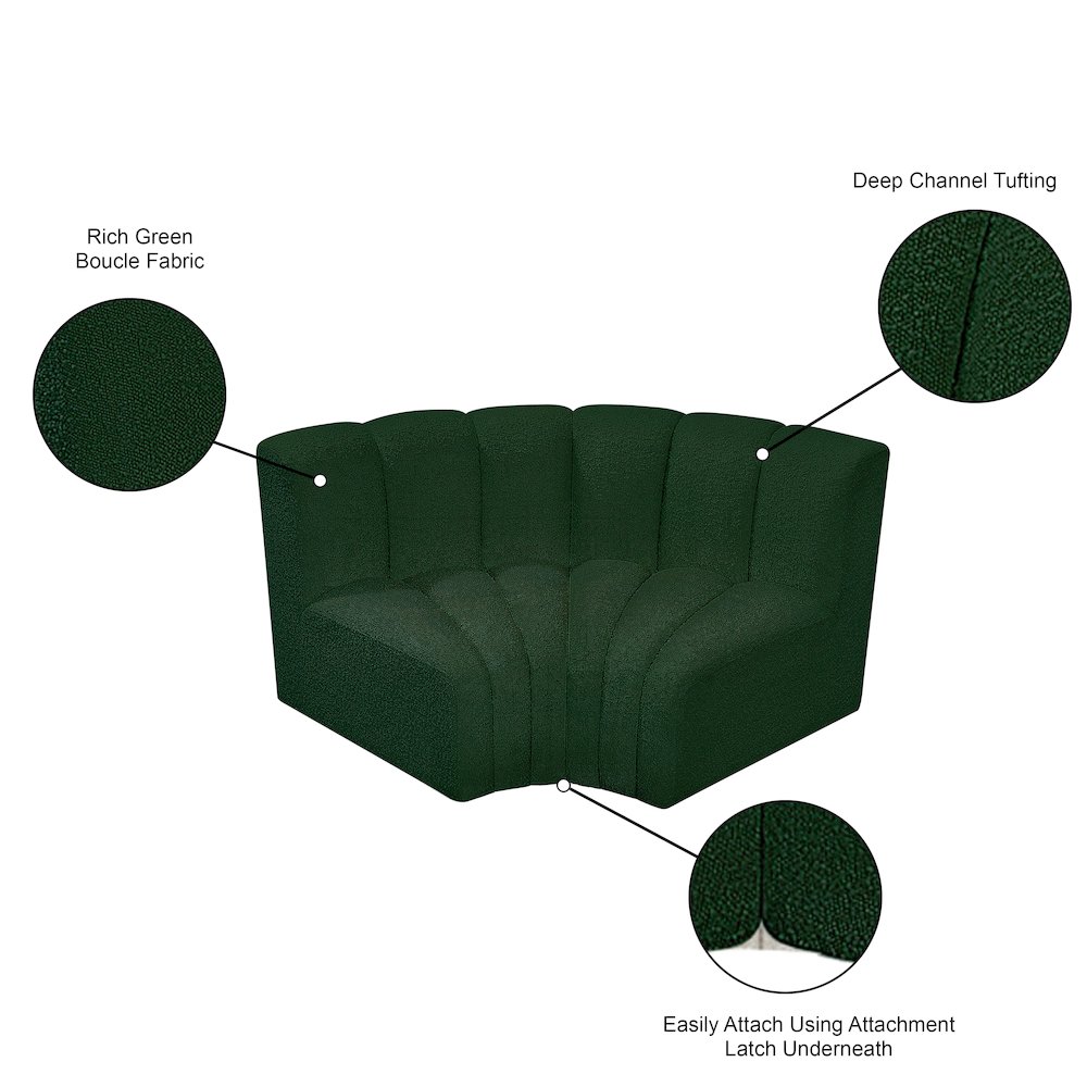 Arc Green Boucle Fabric Modular Sofa. Picture 7
