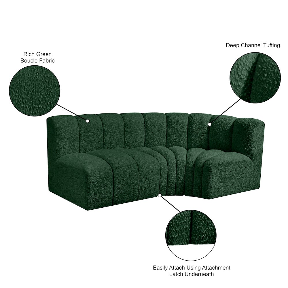 Arc Green Boucle Fabric Modular Sofa. Picture 8