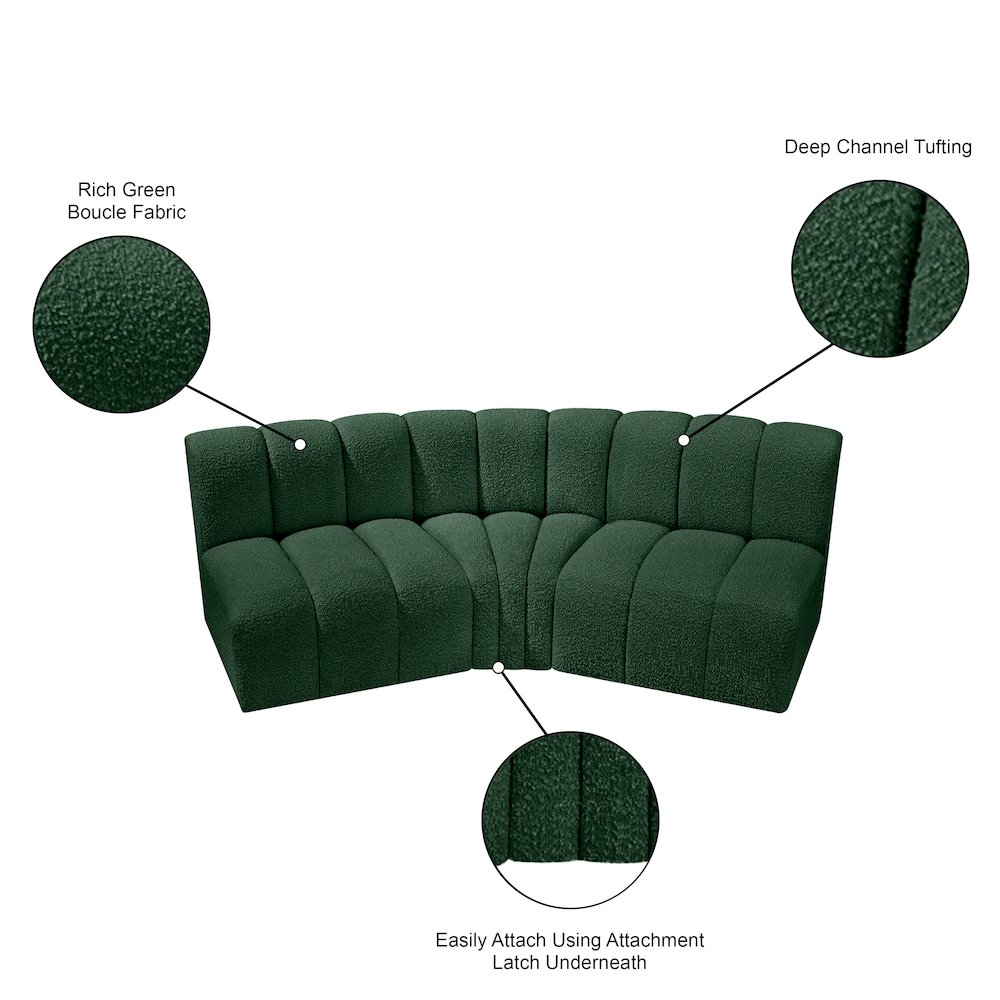 Arc Green Boucle Fabric Modular Sofa. Picture 8