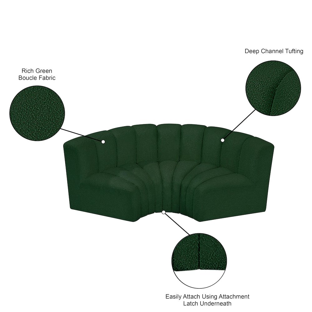 Arc Green Boucle Fabric Modular Sofa. Picture 9