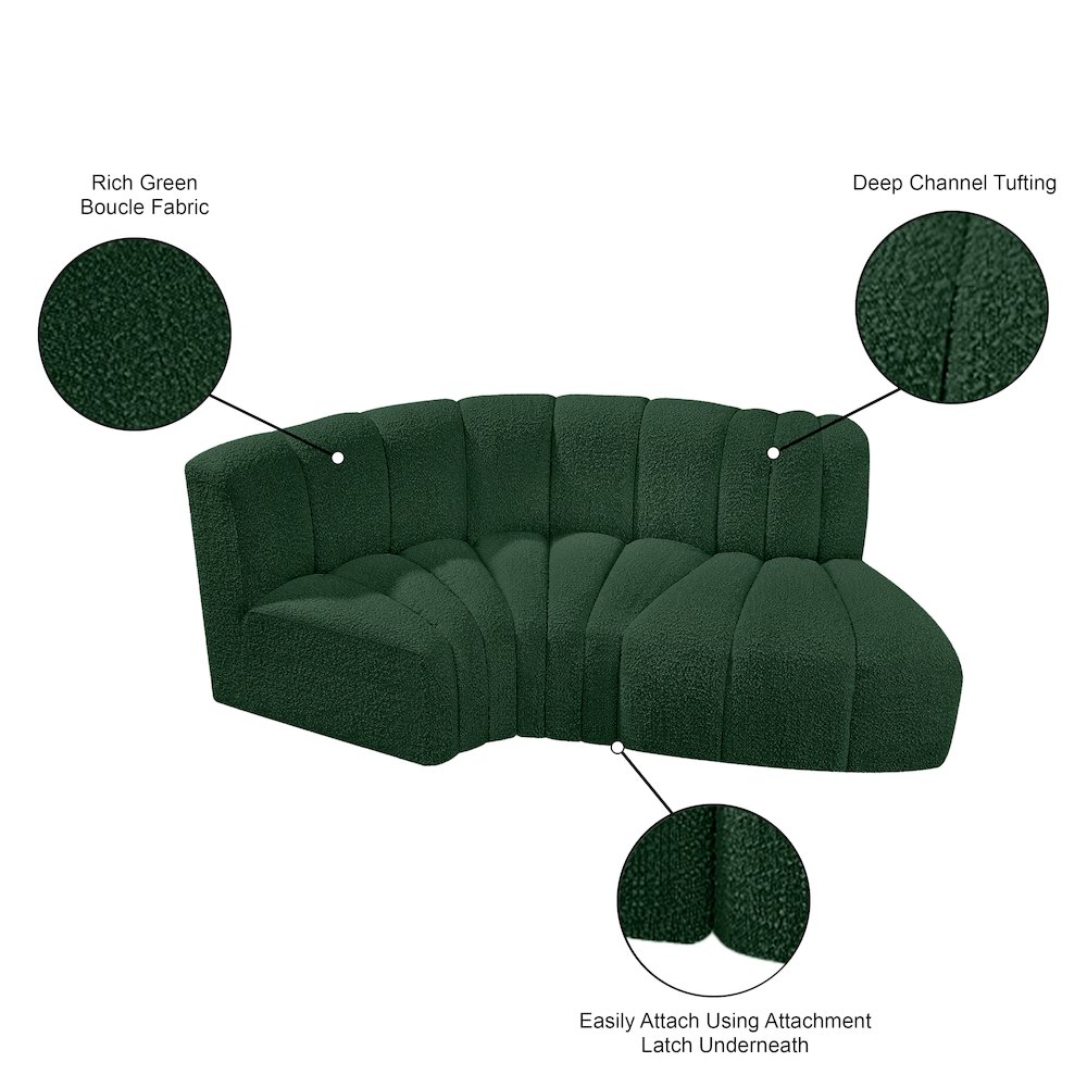 Arc Green Boucle Fabric Modular Sofa. Picture 8