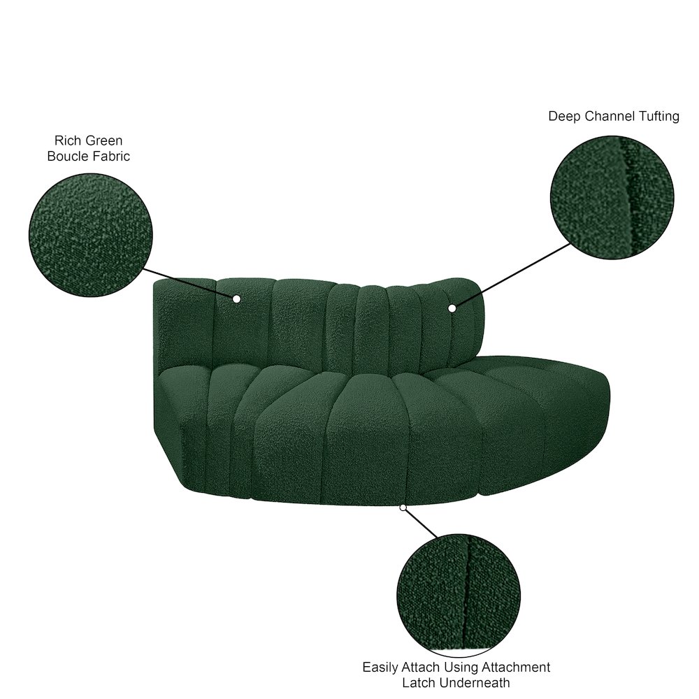 Arc Green Boucle Fabric Modular Sofa. Picture 7