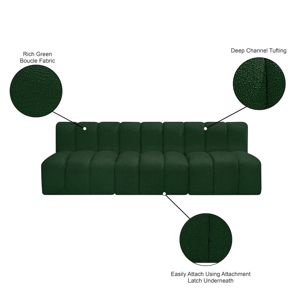 Arc Green Boucle Fabric Modular Sofa. Picture 9